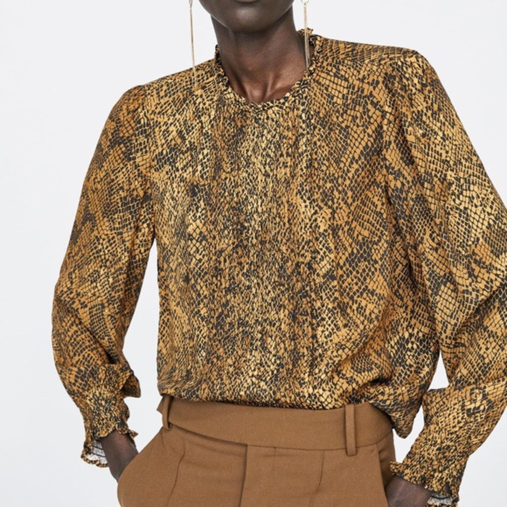 🌴ZARA Women’s Snake Print Blouse Size XS